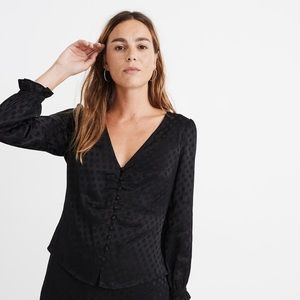 Madewell Smocked-Sleeve Daylight Top in Woven Dot